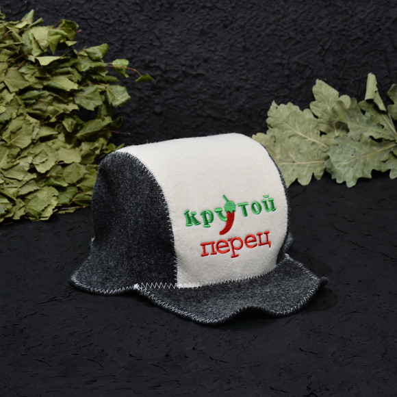 Шапка банная "Кепка" с вышивкой, евро